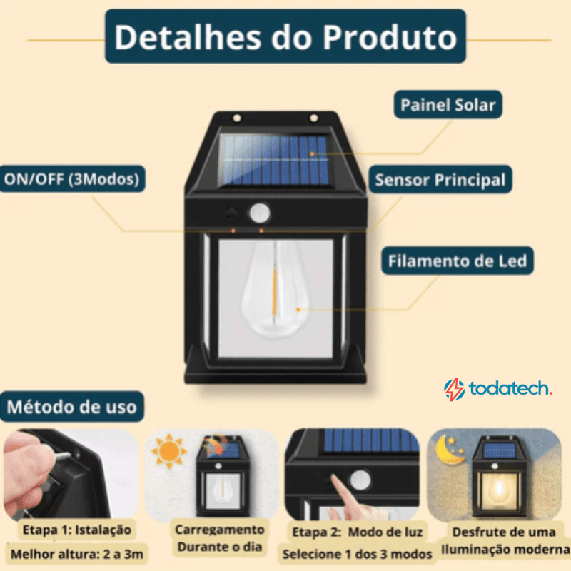 Luminária Solar Decorativa + Frete Grátis