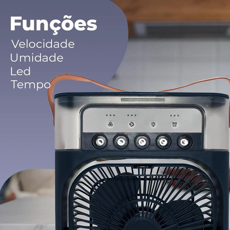 Mini ventilador portátil com umidificador de ar e iluminação de led Usb